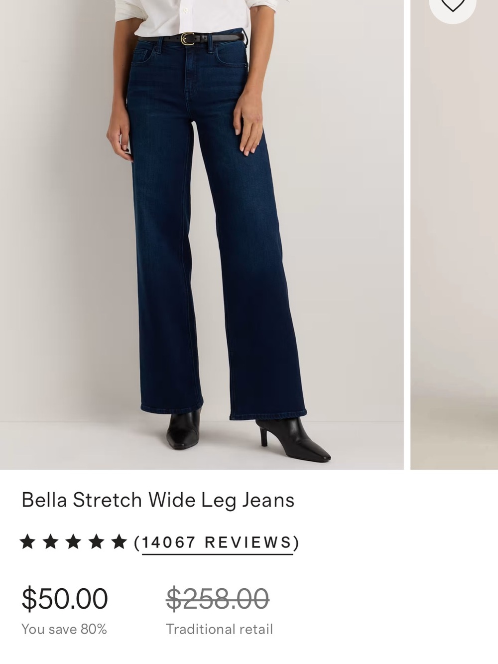 Quince Bella Stretch Wide-Leg Jeans — Deep Navy